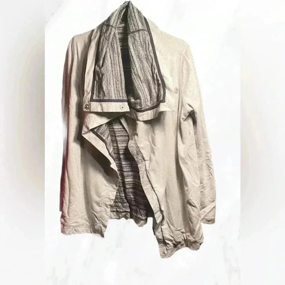Lululemon Savasana Wrap casual long sleeve heathered grey cardigan jacket 6 - Picture 2 of 3